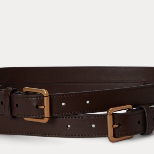 Ceinture à deux boucles en cuir - Lauren - Modalova