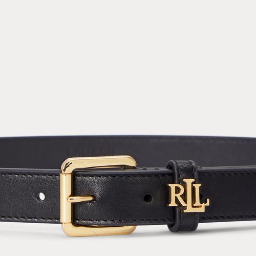Ceinture fine passant à logo en cuir - Lauren - Modalova