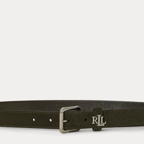 Ceinture fine passant à logo en daim - Lauren - Modalova