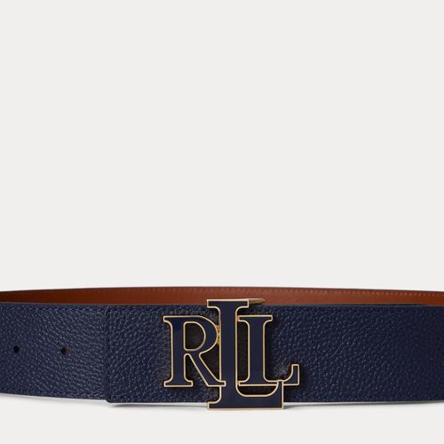 Ceinture réversible large à logo en cuir - Lauren - Modalova