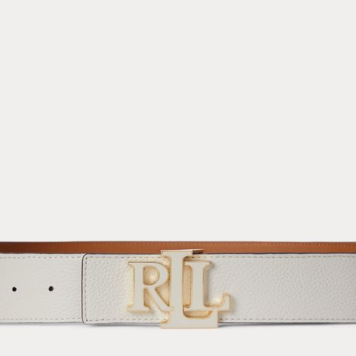 Ceinture réversible large à logo en cuir - Lauren - Modalova