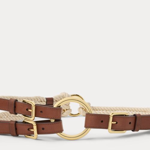 Ceinture 3 lanières anneau O corde cuir - Lauren - Modalova