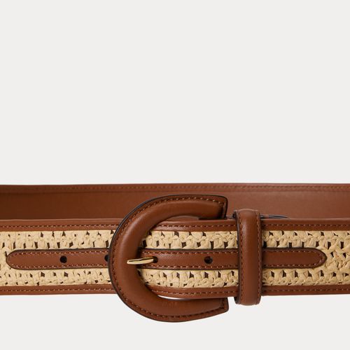Ceinture boucle croissant paille et cuir - Lauren - Modalova