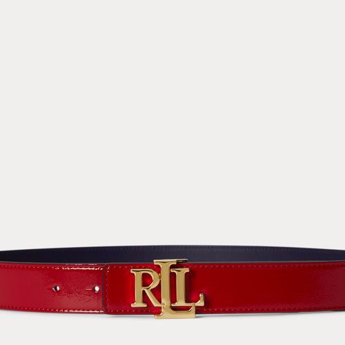 Ceinture réversible à logo en cuir verni - Lauren - Modalova