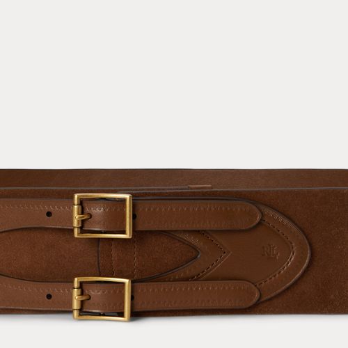 Ceinture large double boucle daim cuir - Lauren - Modalova