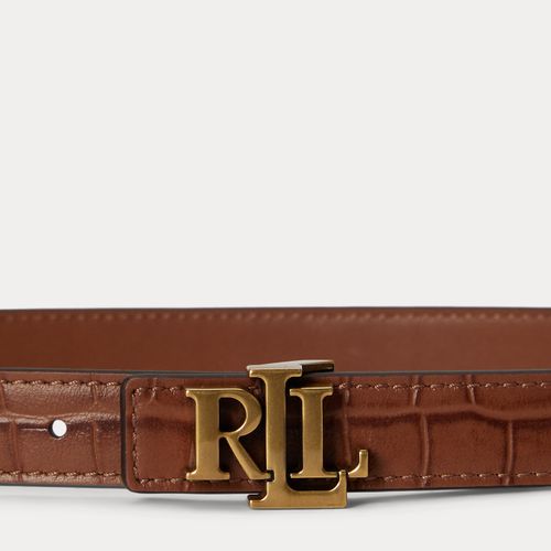 Ceinture fine réversible gaufrée à logo - Lauren - Modalova