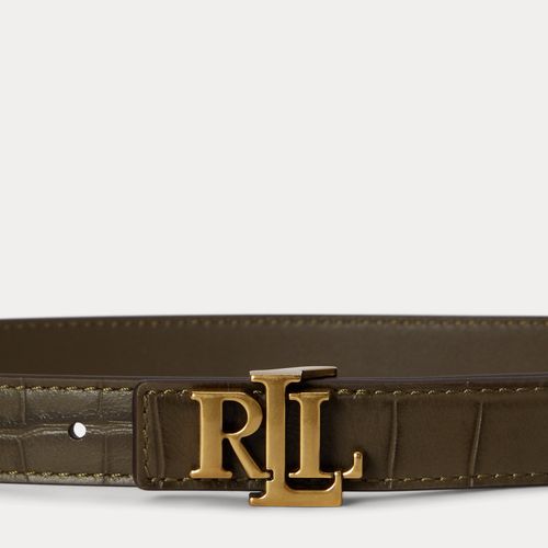 Ceinture fine réversible gaufrée à logo - Lauren - Modalova