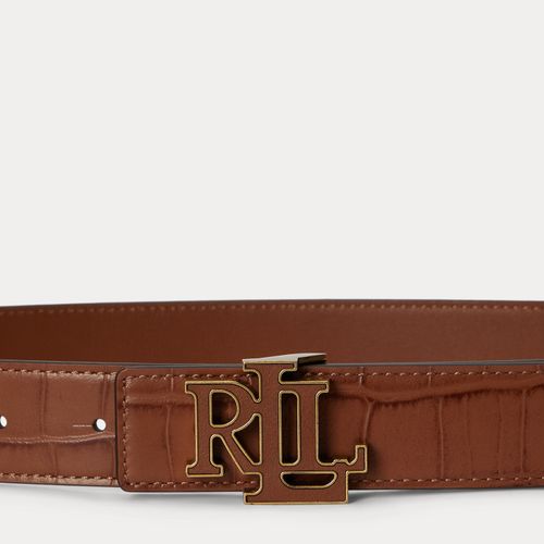 Ceinture réversible logo façon crocodile - Lauren - Modalova