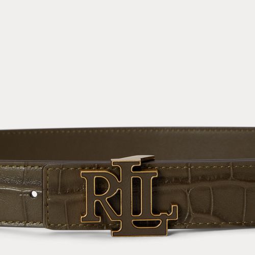 Ceinture réversible logo façon crocodile - Lauren - Modalova