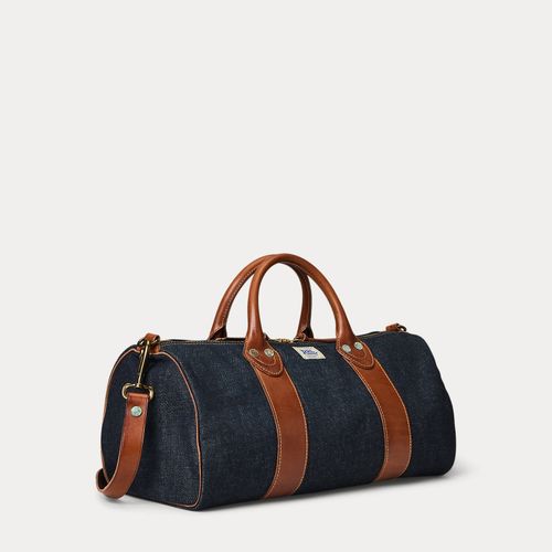 Sac de voyage denim indigo bordé de cuir - RRL - Modalova