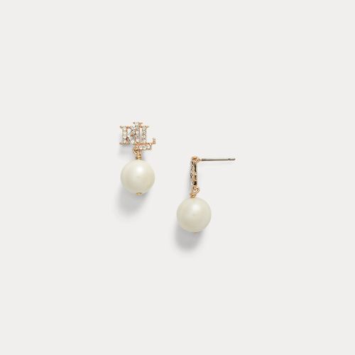 Pendants d'oreilles pavés logo perles - Lauren - Modalova