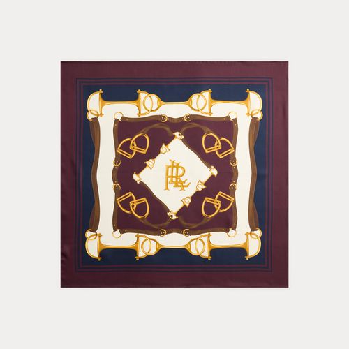 Carré à motif équestre et logo en soie - Lauren - Modalova