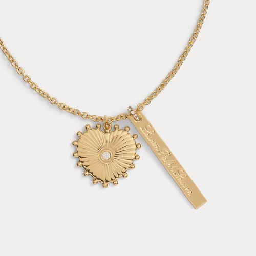 Collier plaqué or breloques logo et cœur - Lauren - Modalova