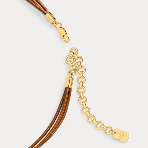 Collier en cuir à pendentif plaqué or - Lauren - Modalova