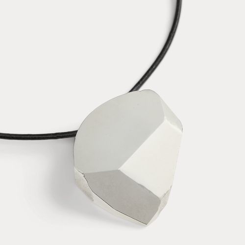 Collier géométrique en cuir argenté - Collection - Modalova