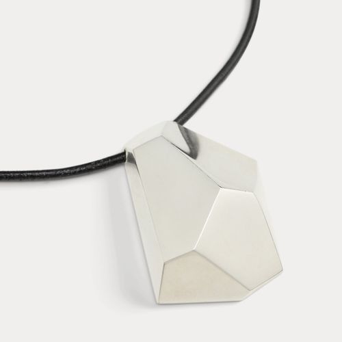 Collier géométrique en cuir argenté - Collection - Modalova
