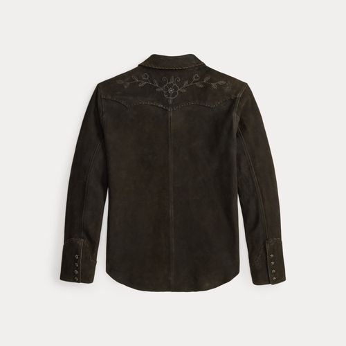 Chemise western brodée en daim - RRL - Modalova