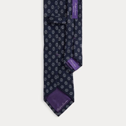 Cravate à motif losanges cachemire soie - Purple Label - Modalova