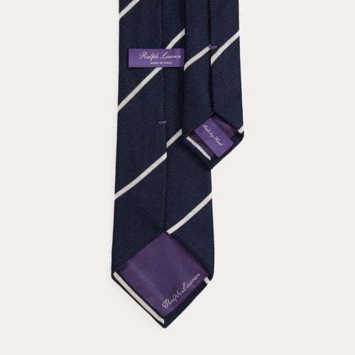 Cravate rayée maille de soie - Purple Label - Modalova