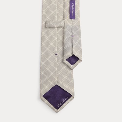 Cravate cachemire-soie carreaux-fenêtre - Purple Label - Modalova