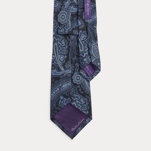 Cravate sergé de soie motif cachemire - Purple Label - Modalova