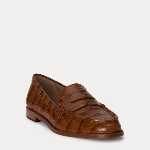Mocassins Wynnie en cuir gaufré croco - Lauren - Modalova
