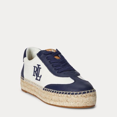 Baskets Luize en toile et cuir nappa - Lauren - Modalova