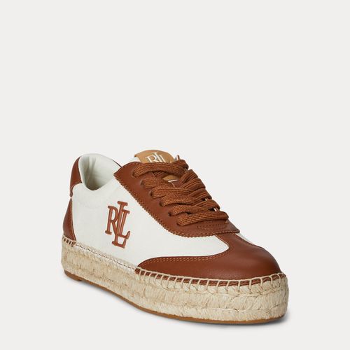 Baskets Luize en toile et cuir nappa - Lauren - Modalova