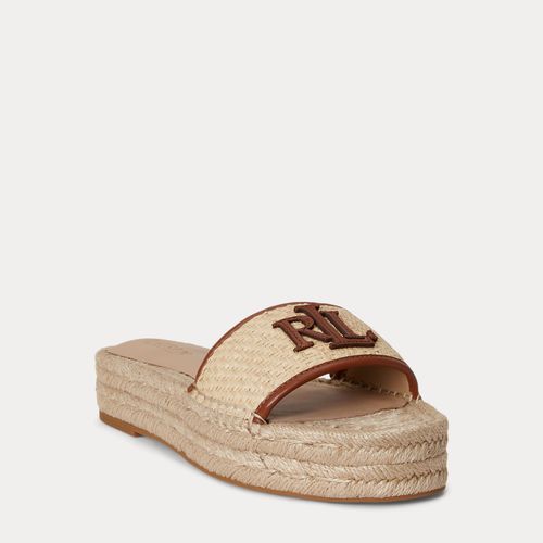Espadrilles Polly en raphia bordé cuir - Lauren - Modalova
