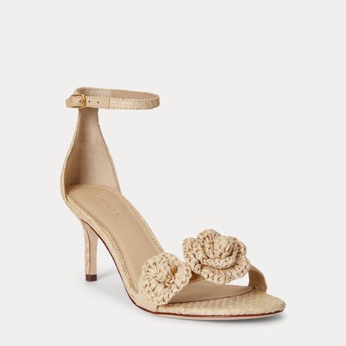 Sandales Allie talon moyen raphia fleurs - Lauren - Modalova