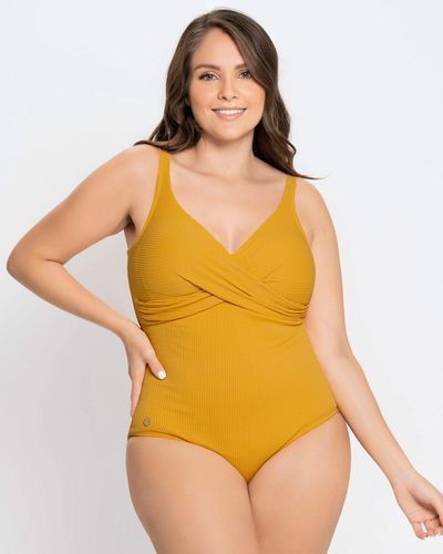 Maillot de bain lisse avec tissu texturé côtelé - Leonisa - Modalova