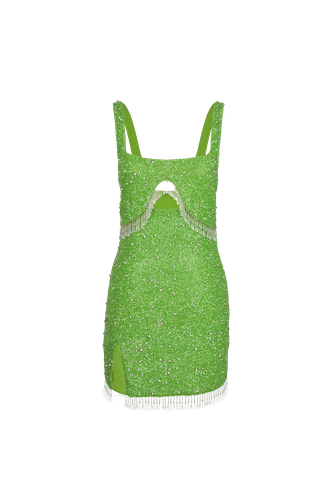 Artemis Green Beaded Tasseled Mini Dress – Daphne Collection - Oceanus Swimwear - Modalova