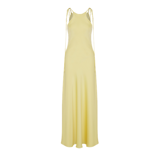 Addie Satin Long Dress in Lime Light - Nazli Ceren - Modalova