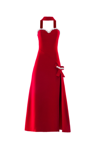 EMBROIDERED RED BOW-DETAILED DRESS - Monika Dimova - Modalova