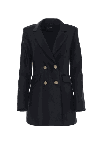 Double-Breasted Jacket with gold buttons in black - Lita Couture - Modalova