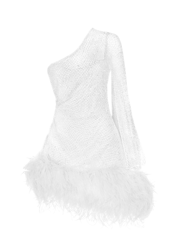 Izabella crystal feather-trimmed dress - Monika Dimova - Modalova