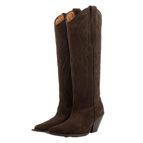 BROWN KNEE-HIGH SUEDE BOOTS - Toral - Modalova