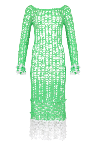 Green Vanilla White Midi Dress - ANDREEVA - Modalova