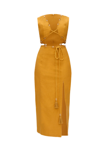 VELA MIDI DRESS - MUSTARD - Andrea Iyamah - Modalova