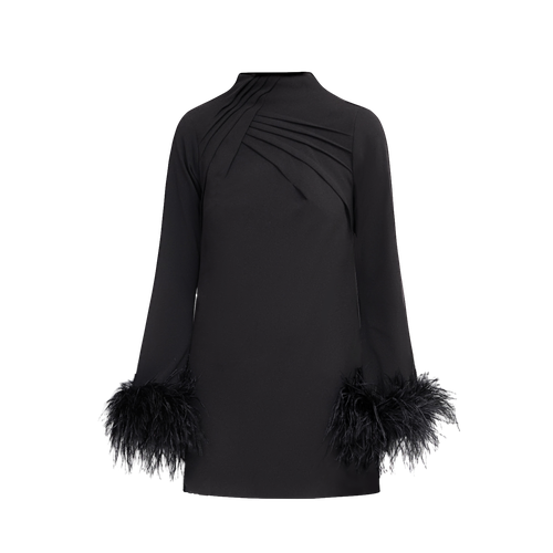 ALEXANDRA BLACK SHIFT DRESS WITH FEATHERS - ANITABEL - Modalova