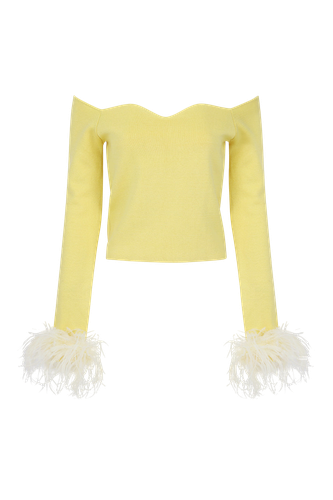 Vanilla Knit Top With Detachable Feathers Cuffs - ANDREEVA - Modalova