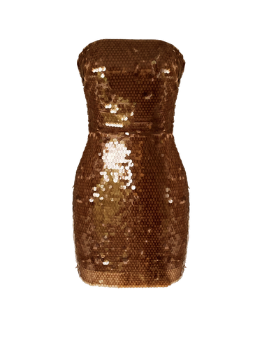 Loren Mini Glam Dress - Chocalate Brown - Gigii's - Modalova