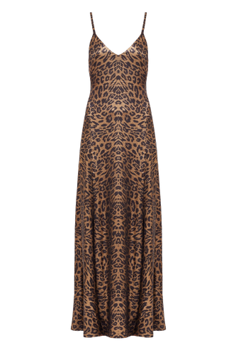 INES Leopard Metallic Fabric Long Open Back Dress - UNDRESS - Modalova