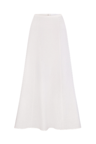 Linen midi skirt - Total White - Modalova