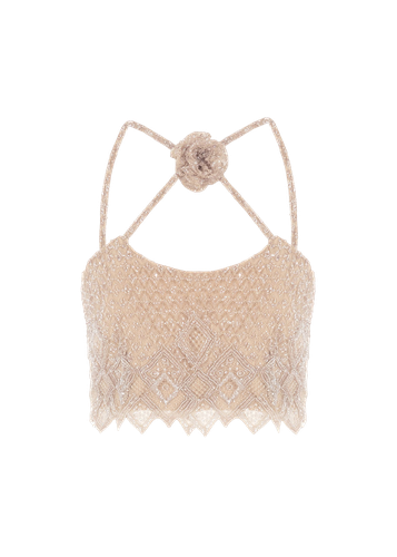 Gold embellished lace top - Monika Dimova - Modalova