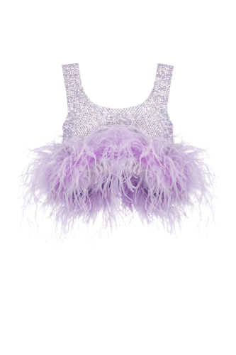 Crop Top With Feathers - Santa Brands - Modalova