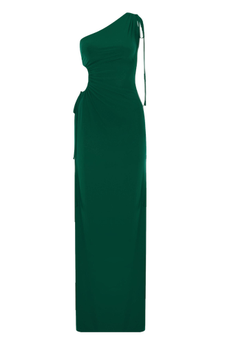 Zelda Green One Shoulder Maxi Dress - Lora Istanbul - Modalova