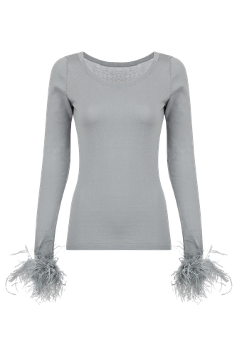 Knit Top With Detachable Feather Cuffs - ANDREEVA - Modalova