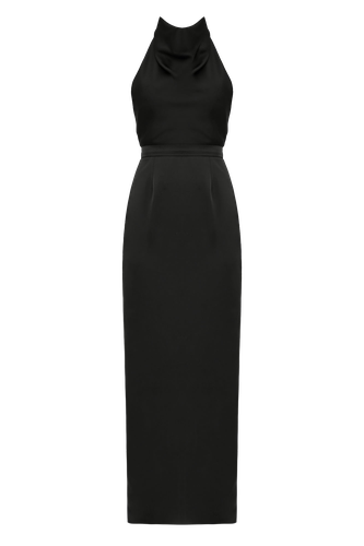 CASANDRA Black Cowl Neck Long Evening Dress - UNDRESS - Modalova