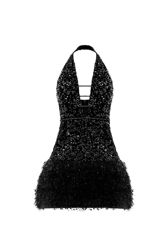 Amina Sparkling Dress In Black - Monika Dimova - Modalova